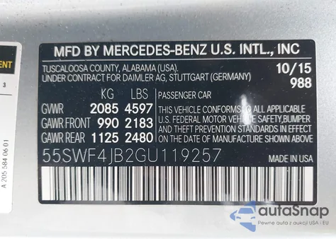 2016 Mercedes-Benz C 300 Sport from USA, damaged, VIN 55SWF4JB2GU119257